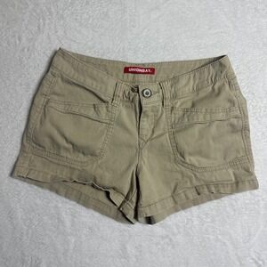 UNIONBAY Delaney Stretch Twill Shorts Size 7 Khaki Tan Low Rise Y2K Pockets
